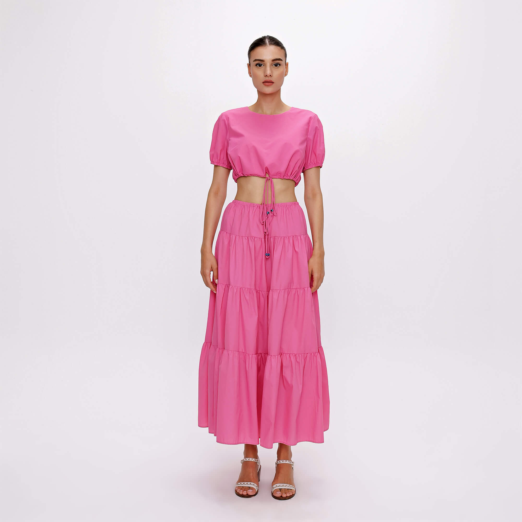 Staud - Pink Nylon Lucca Midi Skirt&Blouses